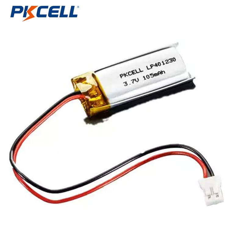 Imatge destacada de la bateria recarregable de polímer de liti PKCELL LP401230 105 mAh 3,7 V