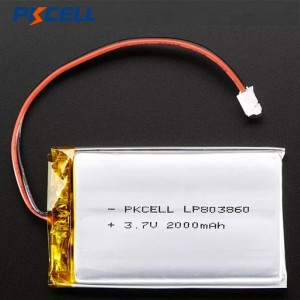 PKCELL LP803860 2000mah 3.7v ریچارج ایبل لیتھیم پولیمر بیٹری برائے الیکٹرانک ٹولز