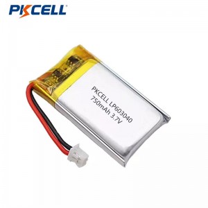 PKCELL LP603040 750mah 3.7v റീചാർജബിൾ ലിഥിയം പോളിമർ ബാറ്ററി മൊത്തവില ദീർഘകാല ആയുസ്സ് ലിഥിയം പോളിമർ ബാറ്ററി