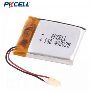 PKCELL LP402025 140mah 3.7v ຫມໍ້ໄຟ Lithium Polymer ທີ່ສາມາດສາກໄດ້