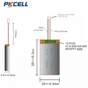 PKCELL LP552530 350mah 3.7v Rechargeable Lithium Polymer Battery