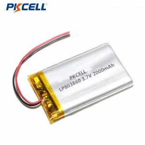PKCELL LP803860 2000mah 3.7v Batri Polymer Lithiwm y gellir ei Ailwefru ar gyfer Offer Eletrnic