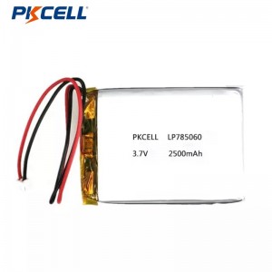 PKCELL LP785060 2500mah 3.7v kargagarria litio-polimeroko bateria UN38.3 ziurtagiri pertsonalizatua