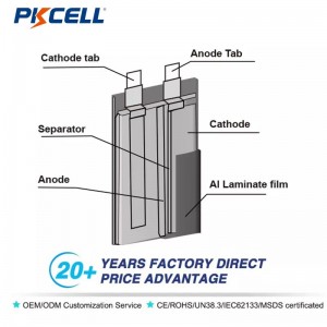 PKCELL LP402025 200 mah 3,7 V oplaadbare lithium-polymeerbatterij