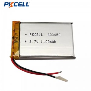 PKCELL Hot Selling LP603450 1100mah 3.7v Rechargeable Lithium Polymer Battery