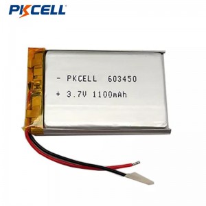 PKCELL Фурӯши гарм LP603450 1100mAh 3.7v Батареяи барқгирандаи литий полимерӣ