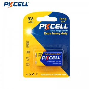 Batería de carbono PKCELL 6F22 9V Batería de servicio extra pesado