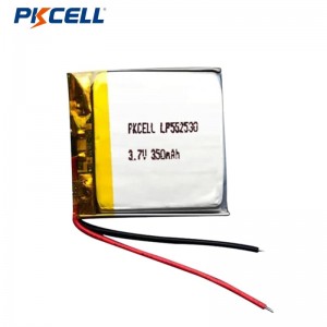 PKCELL LP552530 350mah 3.7v ຫມໍ້ໄຟ Lithium Polymer ທີ່ສາມາດສາກໄດ້