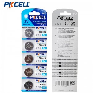 PKCELL CR2025 3V 150mAh ಲಿಥಿಯಂ ಬಟನ್ ಸೆಲ್ ಬ್ಯಾಟರಿ